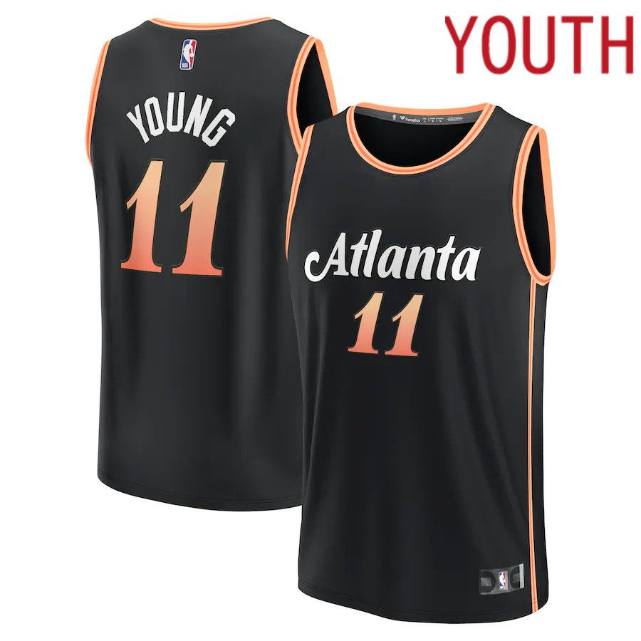 Youth Atlanta Hawks 11 Trae Young Fanatics Branded Black City Edition 2022-23 Fastbreak NBA Jersey